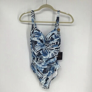 Nip Tuck Women’s One Piece Blue Floral Palms Slimming Swimsuit NWT Size 6